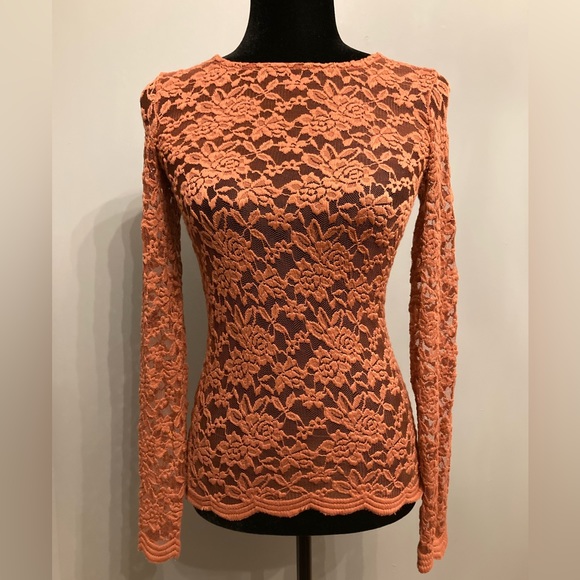 (3 for $50) Ginger-Coloured Lace Long-Sleeve Top - Picture 1 of 4
